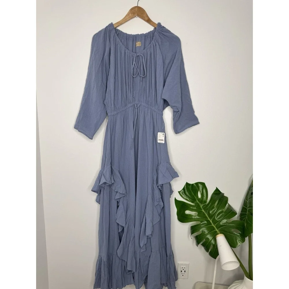 Free People Shore Chic Maxi Dress‎ Butterblue size S - Picture 5 of 11